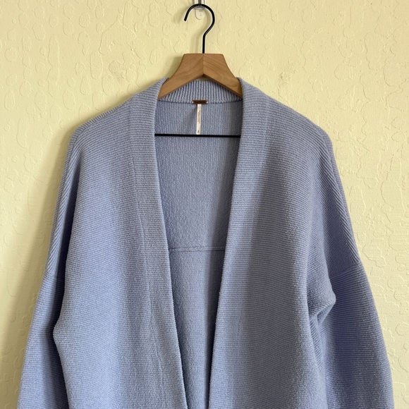 Free People Ottoman Knit Open Front Cardigan Sweater Small Serenity Purple Boho - Picture 5 of 10